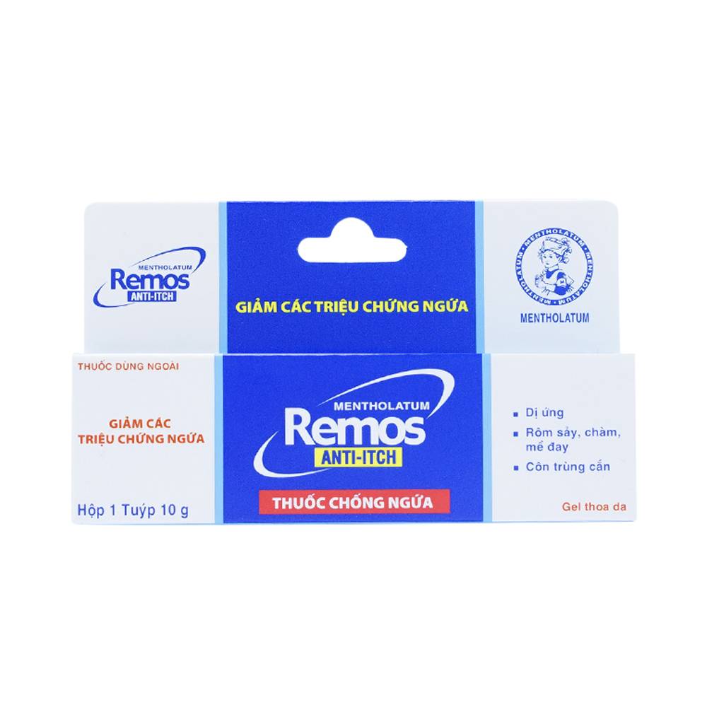 Gel Remos Anti-Itch trị ngứa, vết côn trùng cắn, chàm, viêm da tiếp xúc, dị ứng, mề đay (tuýp 10g)