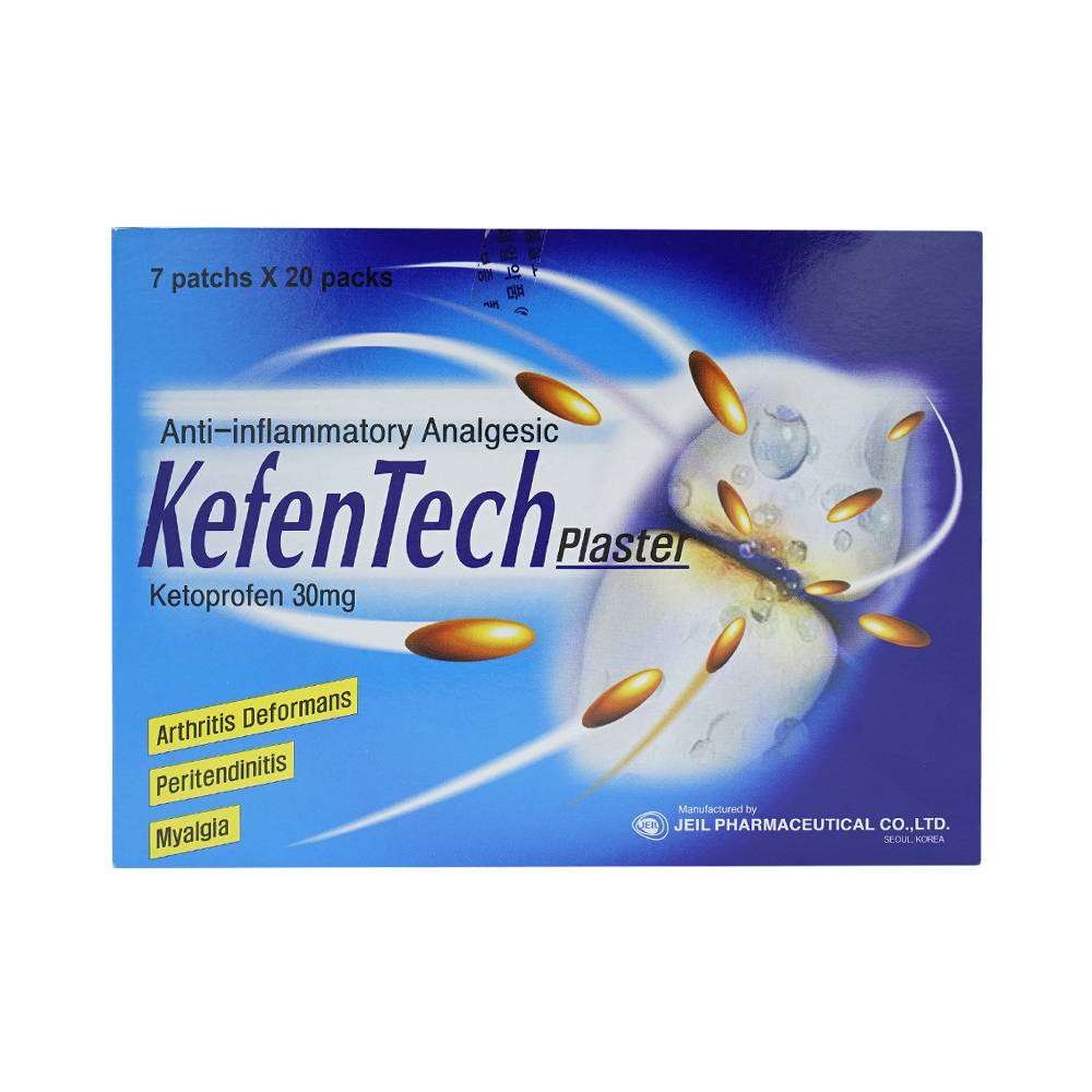 Cao dán KefenTech Plaster giúp kháng viêm, giảm đau cơ & xương khớp (Hộp 20 gói)