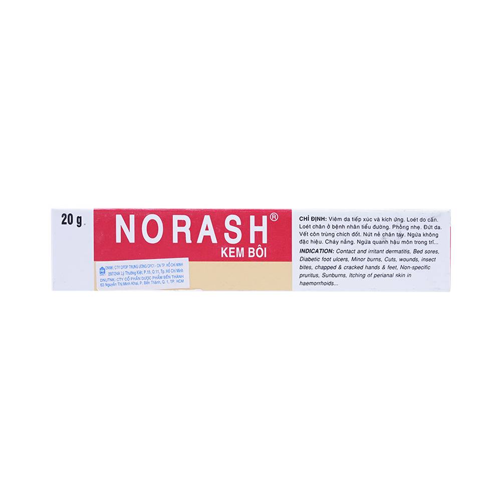 Norash cream 20g trị viêm da tiếp xúc và kích ứng, loét do tì đè