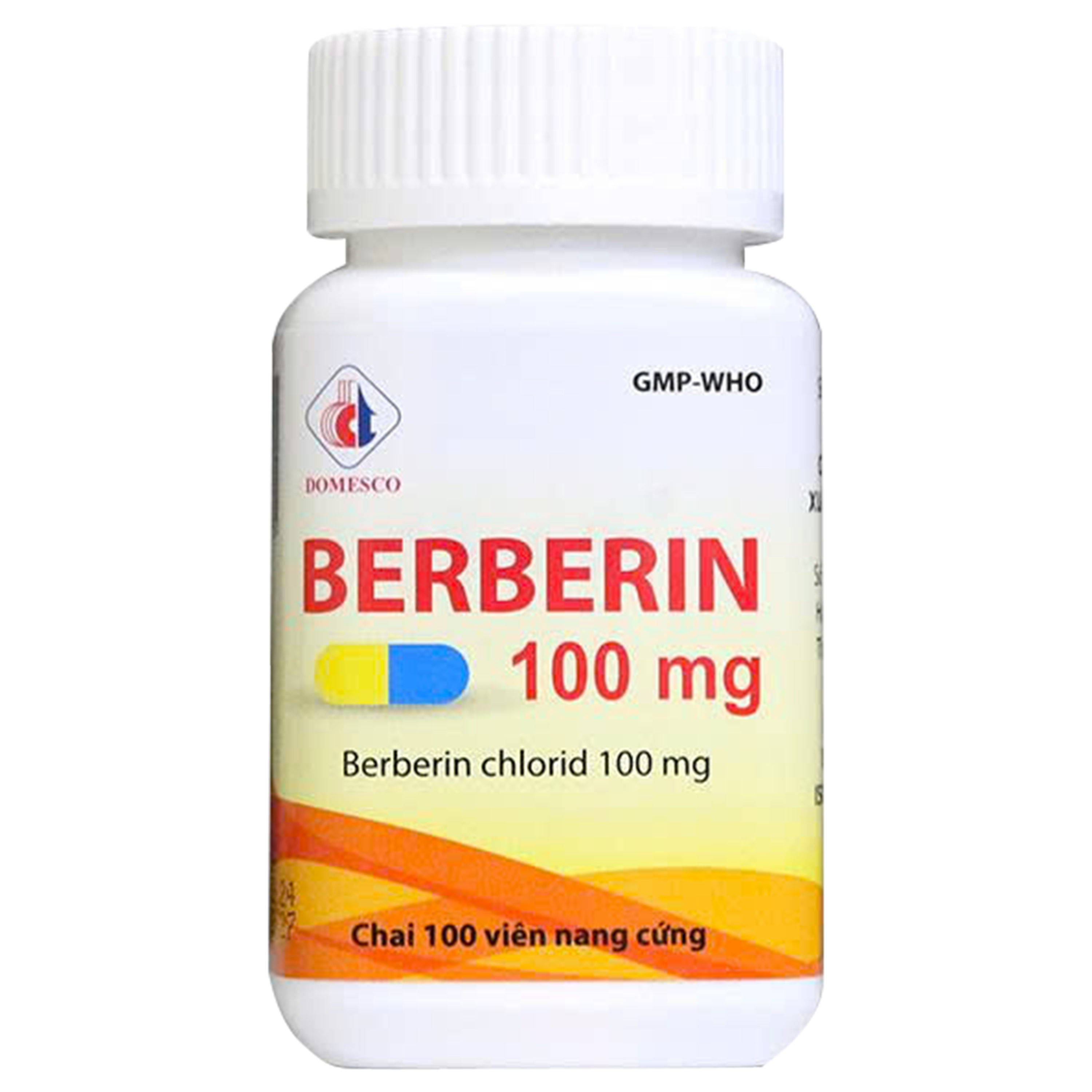 Thuốc Berberin 100mg Domesco trị lỵ trực khuẩn, lỵ amip, viêm ruột, tiêu chảy (chai 100 viên)