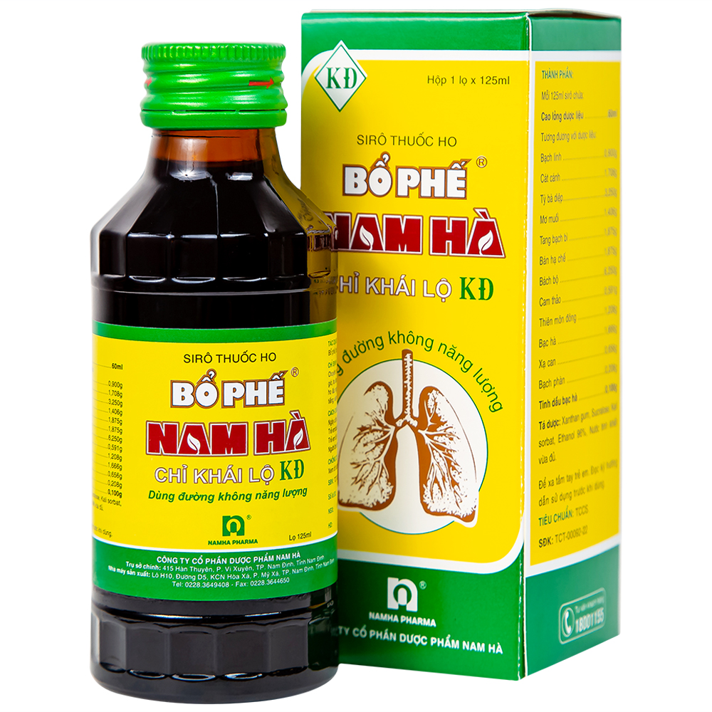 Siro Bổ Phế Nam Ha Không Đường trị ho, tiêu đờm, viêm họng, viêm phế quản (chai 125ml)
