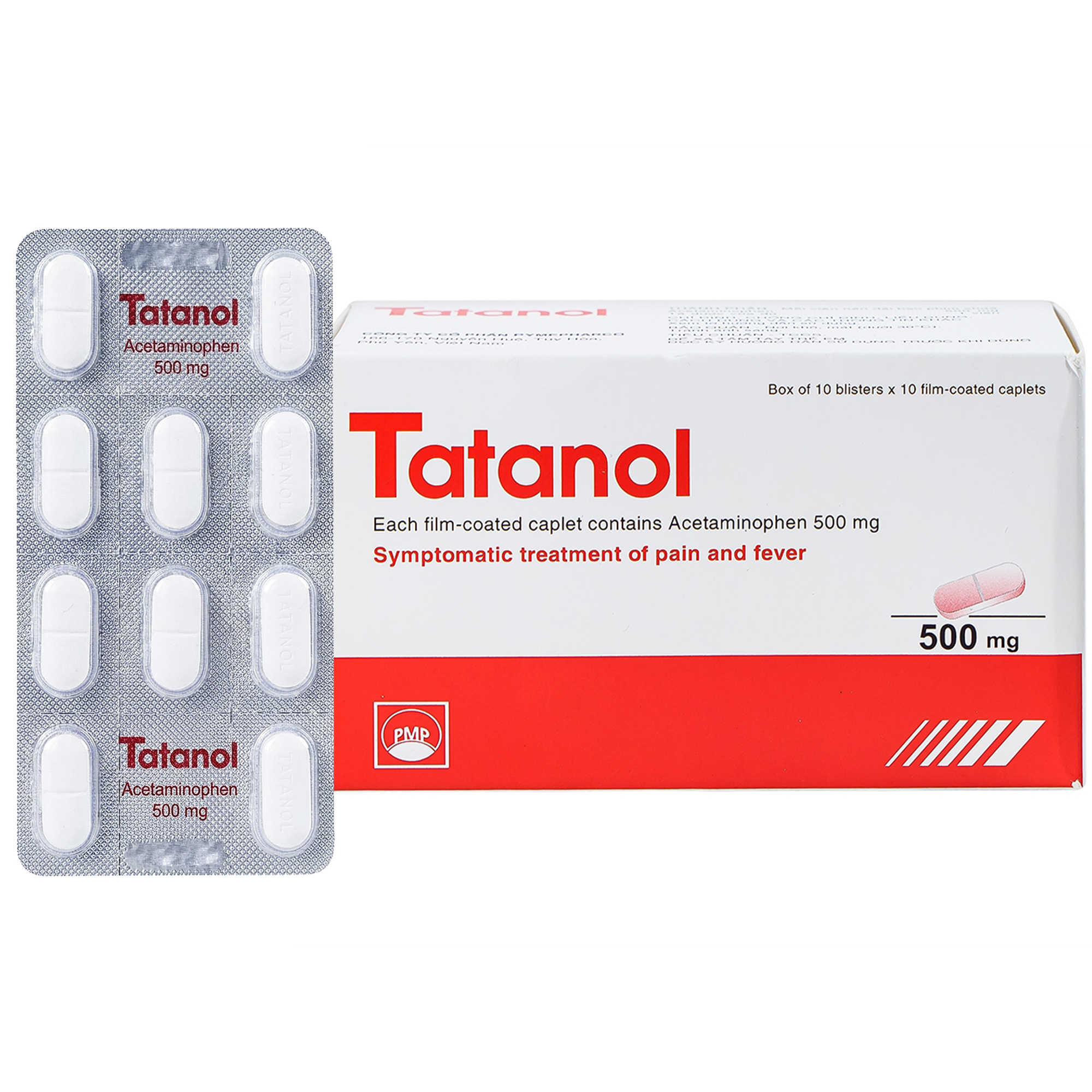 Thuốc Tatanol 500mg VBP giảm đau từ nhẹ đến vừa và hạ sốt (10 vỉ x 10 viên)