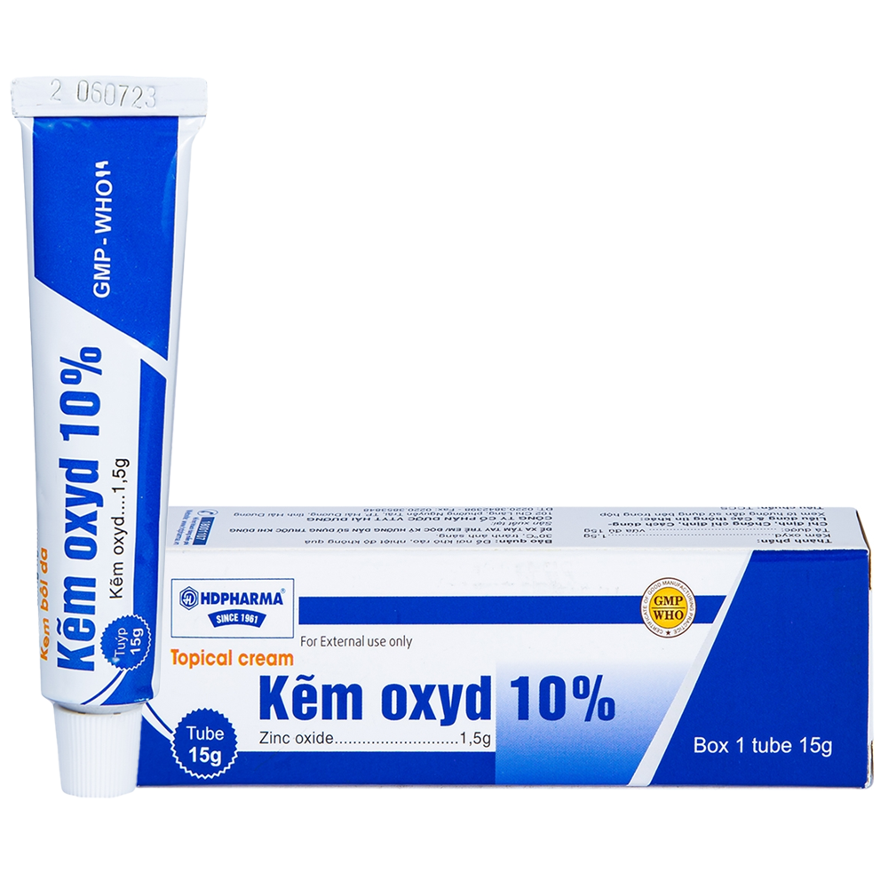 Thuốc dùng ngoài Kẽm oxyd 10% điều trị các bệnh da và nhiễm khuẩn da (tuýp 15g)