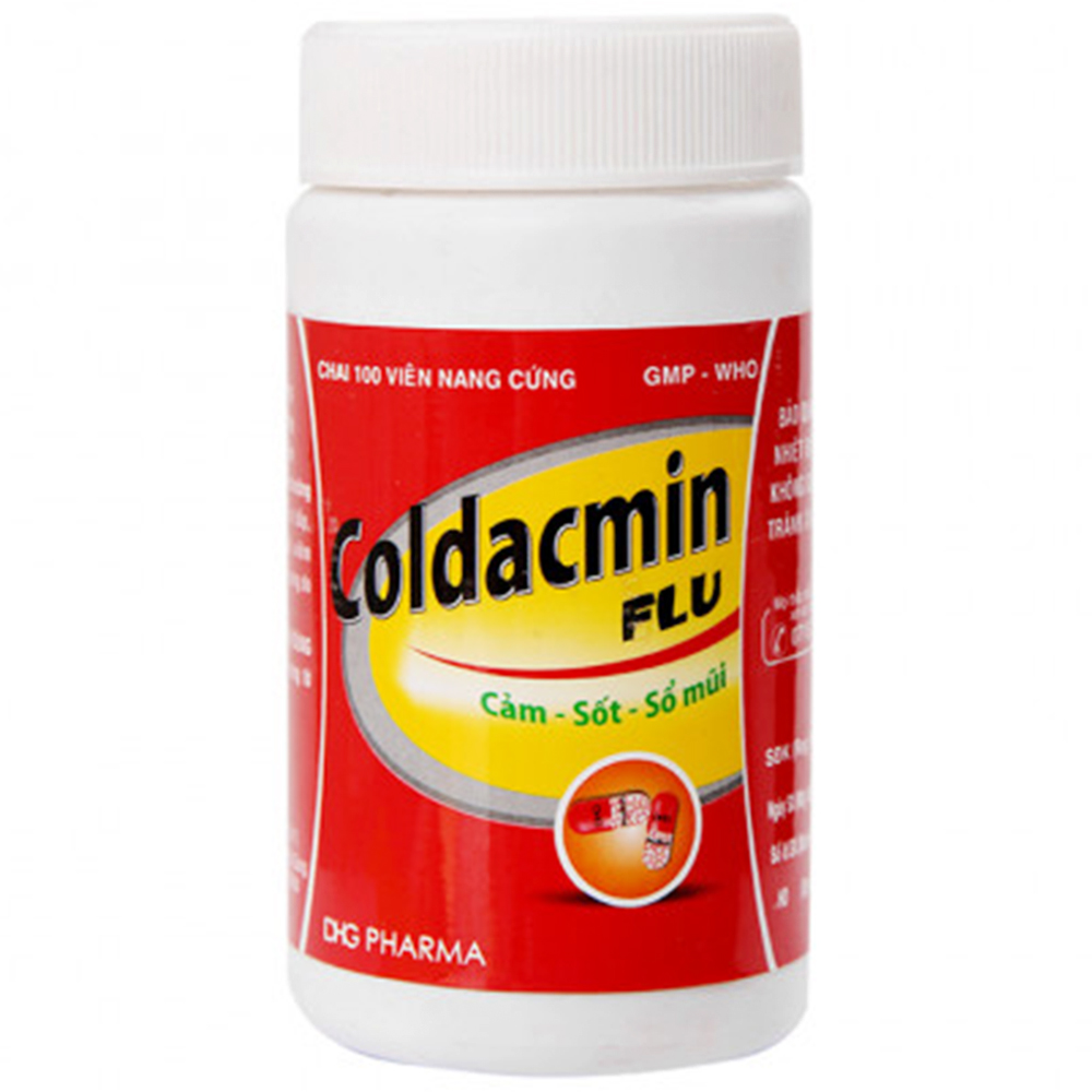 Thuốc Coldacmin Flu điều trị bệnh cảm cúm, sốt, sổ mũi (chai 100 viên)