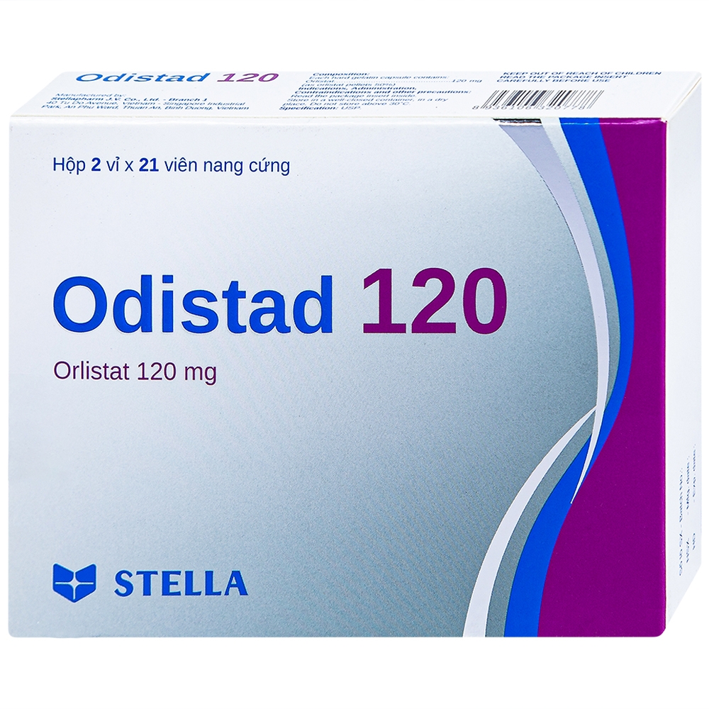 Thuốc Odistad 120mg hỗ trợ giảm nhẹ calo trong điều trị béo phì, thừa cân (2 vỉ x 21 viên)