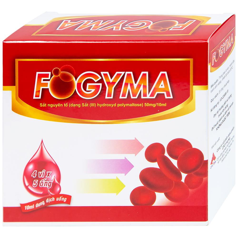 Thuốc Fogyma bổ sung sắt, đièu trị thiếu máu (4 vỉ x 5 ống)