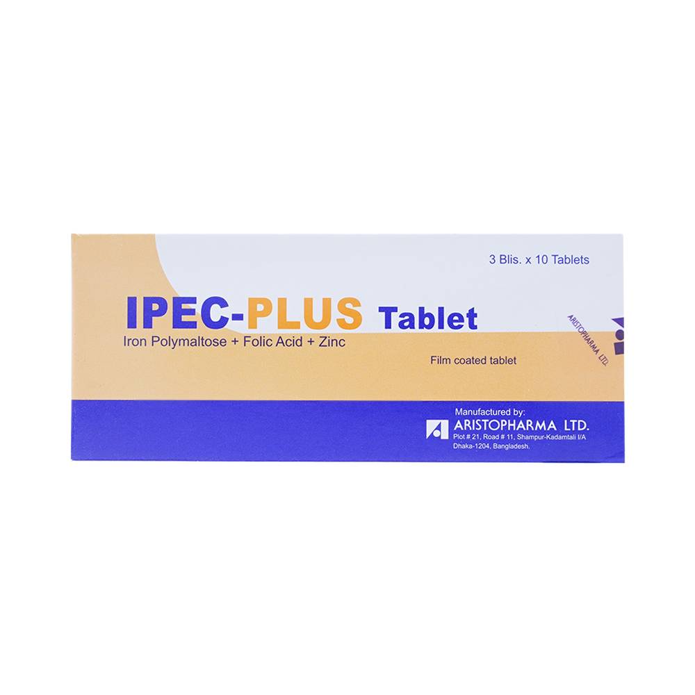 Thuốc Ipec-plus phòng ngừa và điều trị thiếu sắt, acid folic và kẽm (3 vỉ x 10 viên)