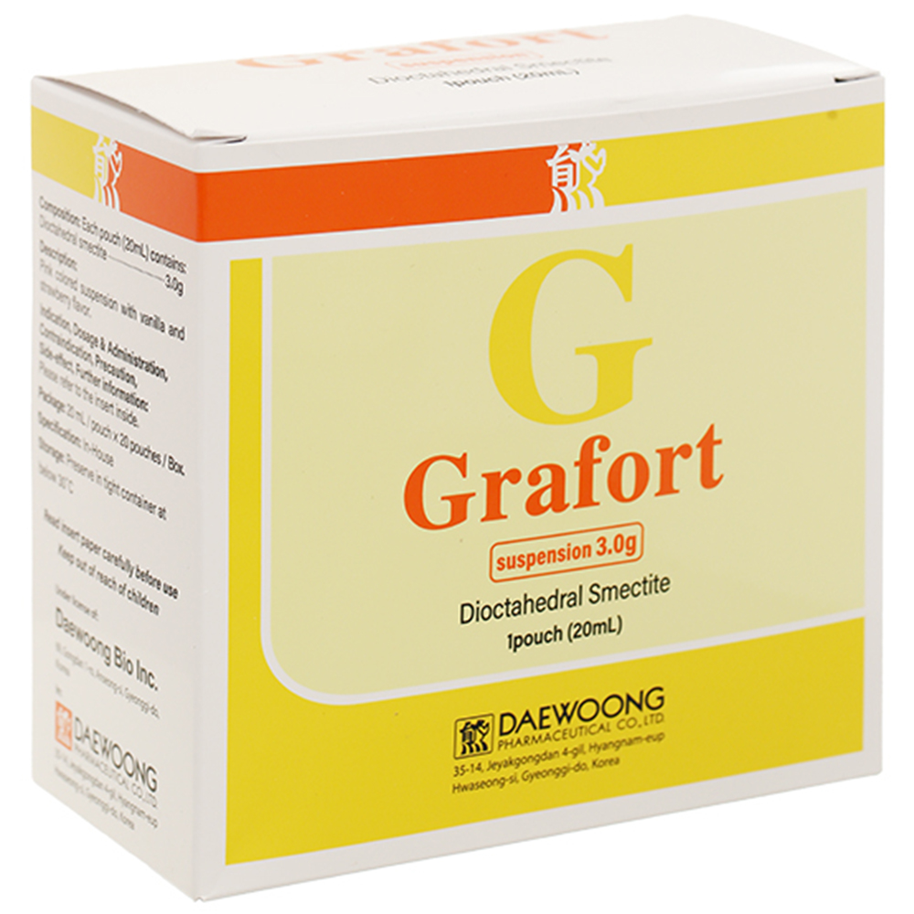 Hỗn dịch uống Grafort 3g điều trị tiêu chảy (hộp 20 gói)