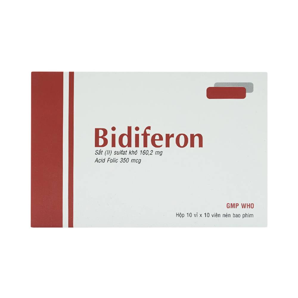 Thuốc Bidiferon bổ sung sắt, bổ máu (10 vỉ x 10 viên)