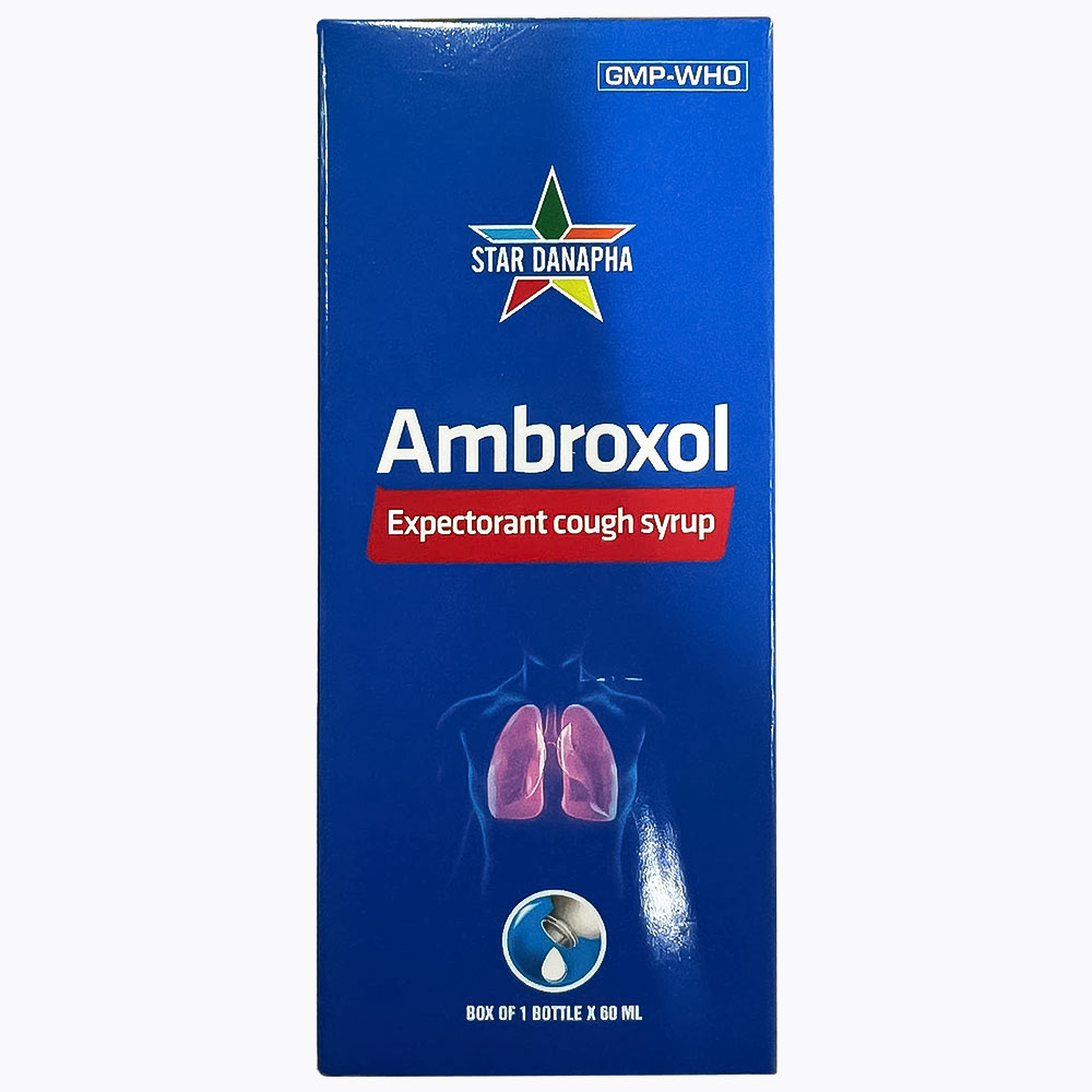 Siro Ambroxol 15mg/5ml hỗ trợ tan đờm trong các trường hợp bệnh hô hấp cấp và mạn tính (chai 60ml)