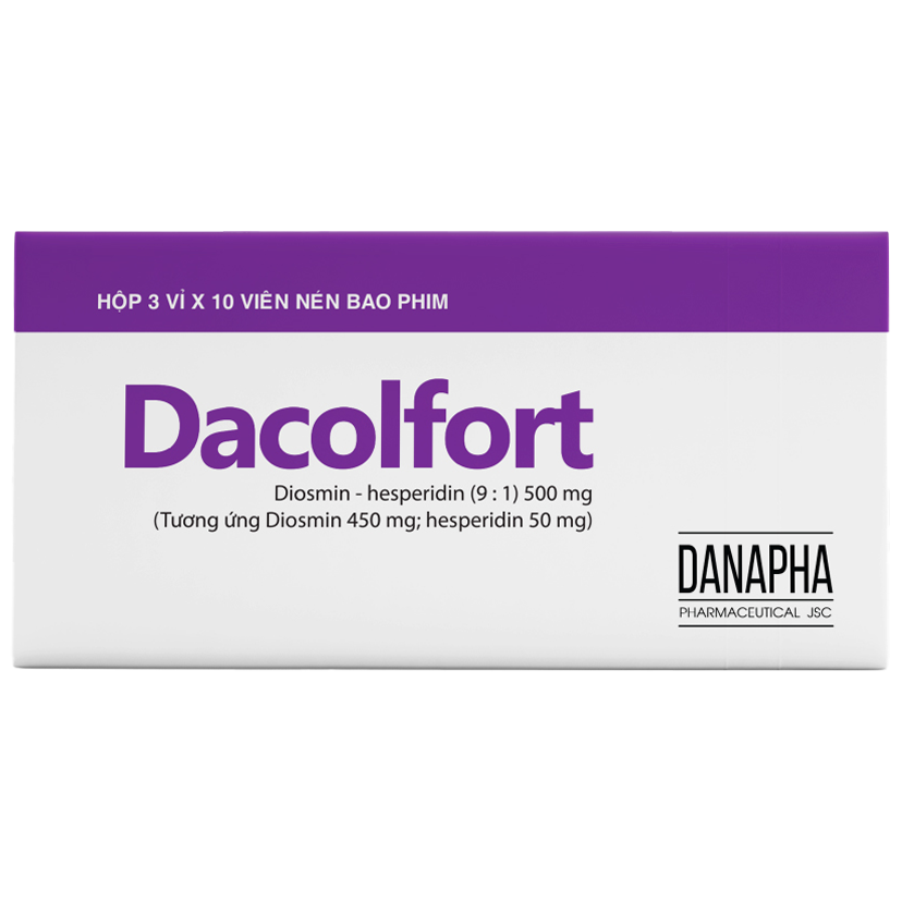 Thuốc Dacolfort 450mg/50mg (3 vỉ x 10 viên) trị suy tĩnh mạch và trĩ cấp tính