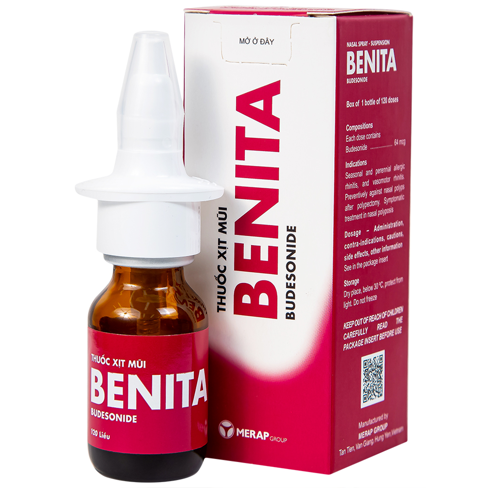 Thuốc xịt mũi Benita 64mcg (chai 120 liều) trị viêm mũi dị ứng, polyp mũi