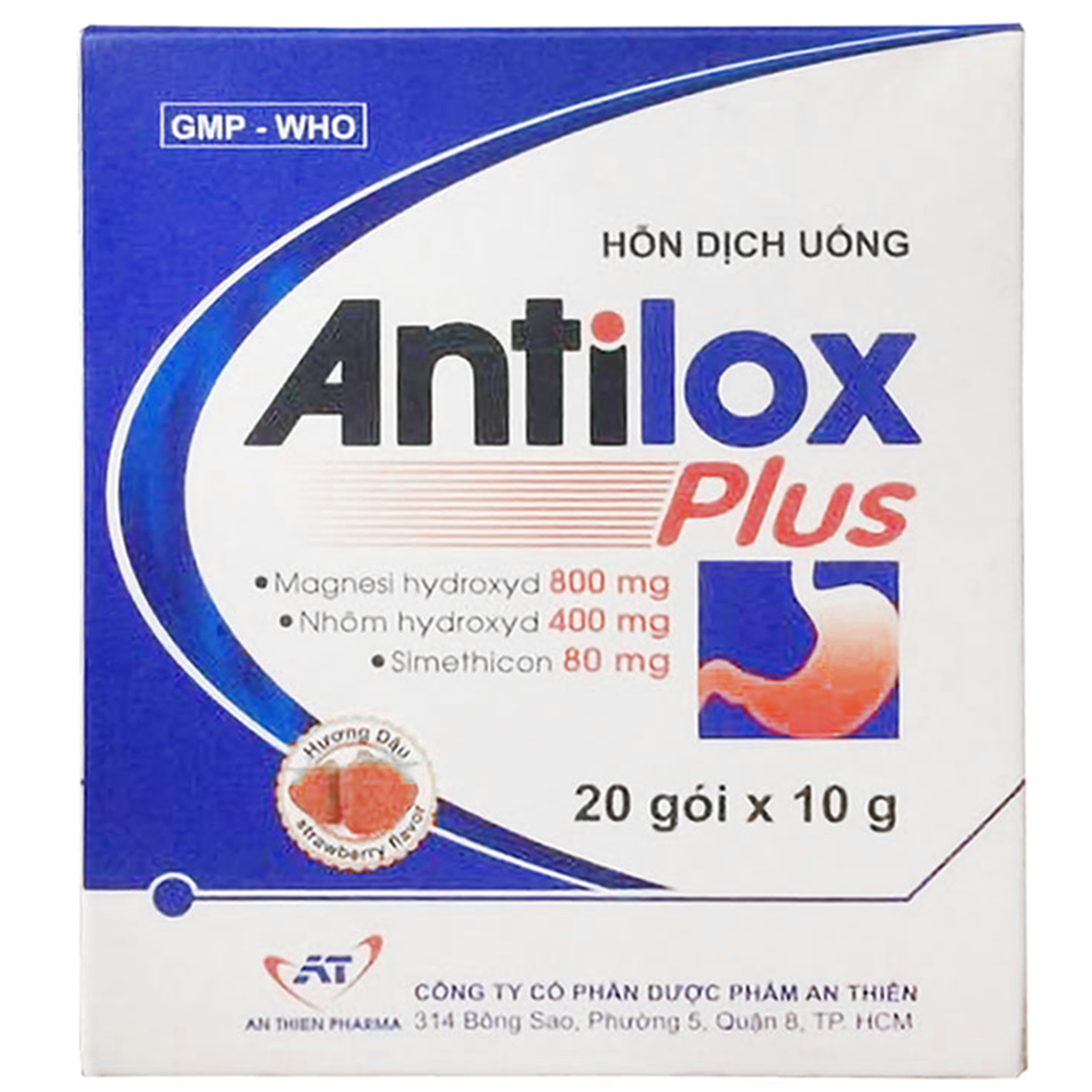 Thuốc Antilox Plus điều trị viêm dạ dày, viêm loét tá tràng (20 gói x 10g/hộp)