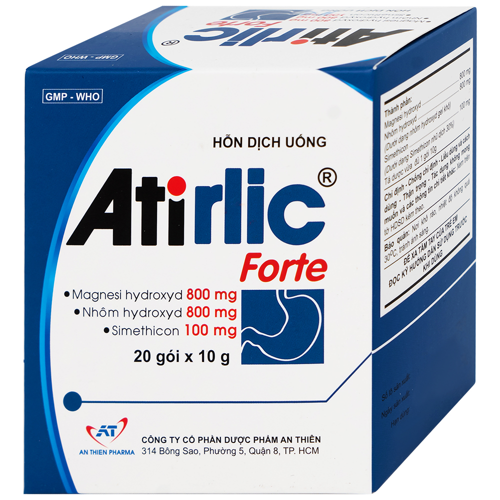 Hỗn dịch uống Atirlic giảm trào ngược dạ dày và tăng acid dịch vị (20 gói x 10g)