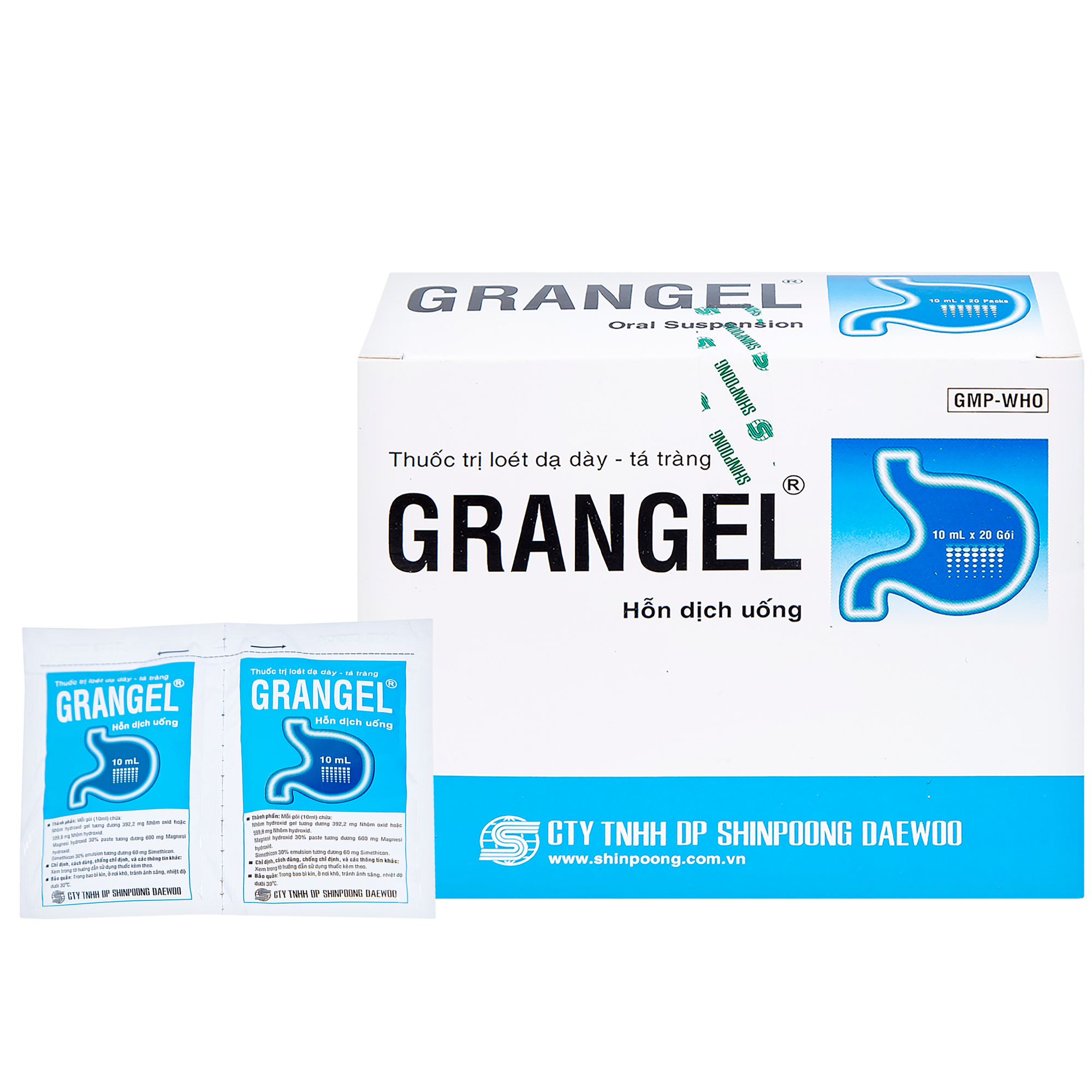 Thuốc Grangel 10ml điều trị viêm loét và trào ngược dạ dày (20 gói x 10ml)