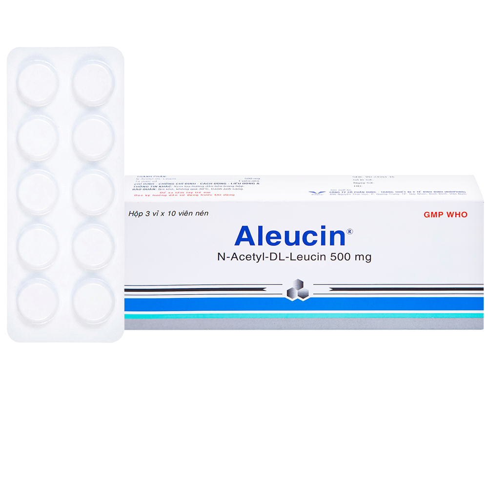 Aleucin 500mg điều trị cơn chóng mặt, hoa mắt (3 vỉ x 10 viên)