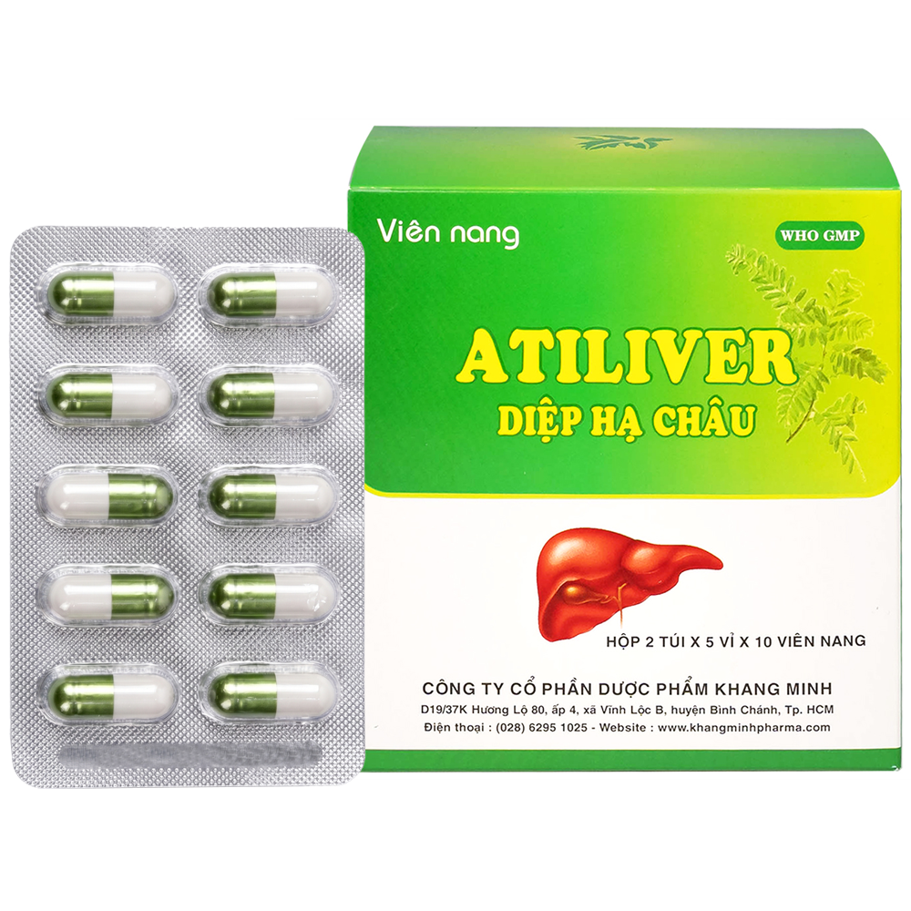 Thuốc Atiliver Diệp hạ châu hạ men gan, tăng cường chức năng gan, bổ gan (10 vỉ x 10 viên)