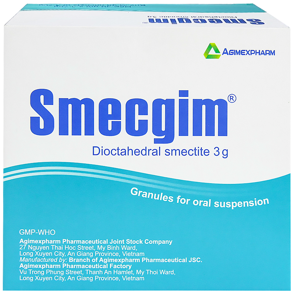 Bột pha uống Smecgim 3g điều trị tiêu chảy, rối loạn tiêu hóa (hộp 30 gói)