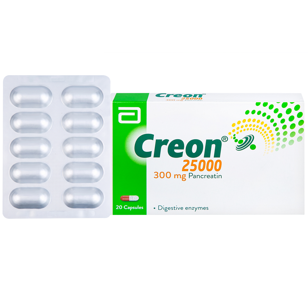Thuốc Creon 25000 (2 vỉ x 10 viên) bổ sung men tụy