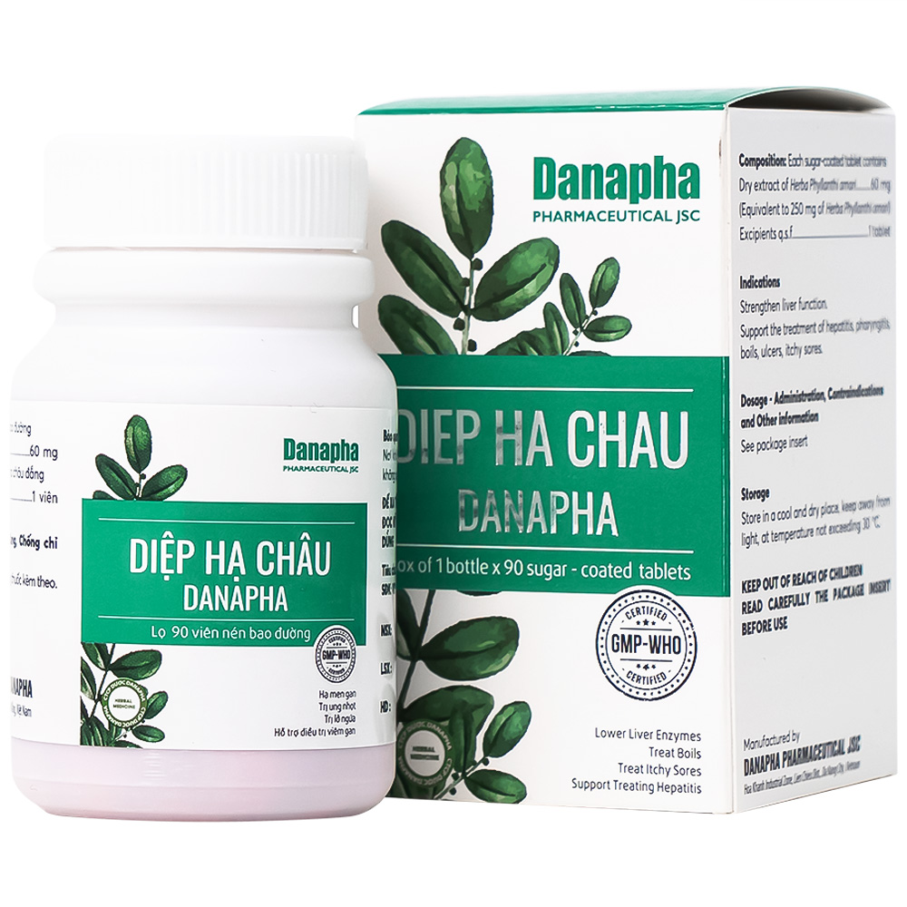 Thuốc bao đường Diệp hạ châu 250mg hạ men gan, tăng cường chức năng gan, bổ gan (chai 90 viên)