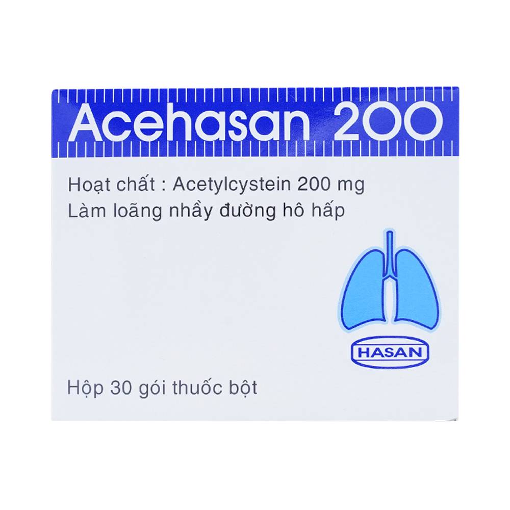 Thuốc Acehasan 200mg tiêu chất nhầy trong bệnh nhầy nhớt (30 gói x 3g)