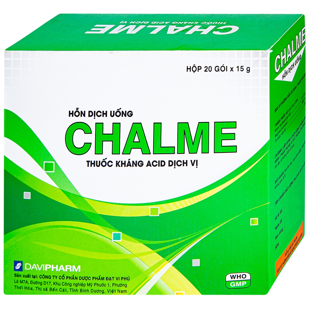 Hỗn dịch uống Chalme 15g điều trị viêm loét dạ dày (hộp 20 gói)
