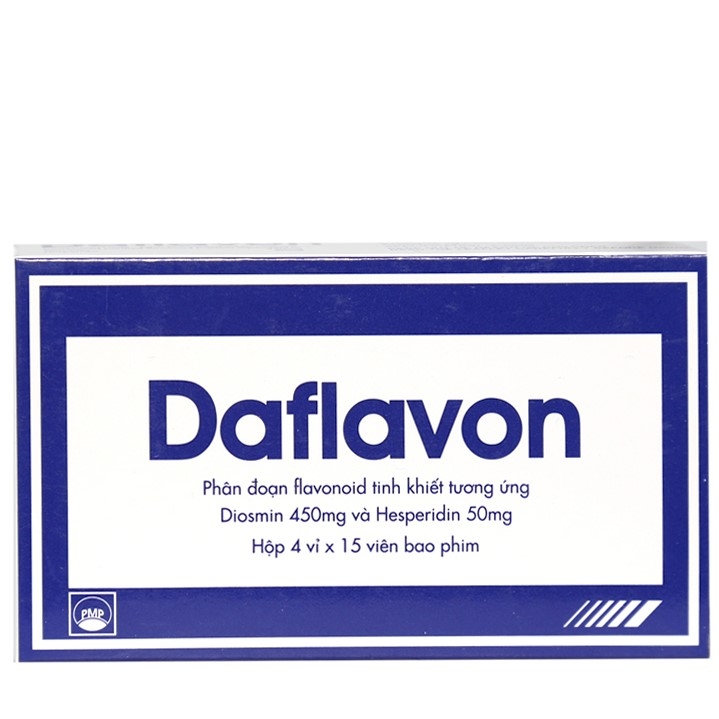Thuốc Daflavon 450mg/50mg (4 vỉ x 15 viên) trị suy tĩnh mạch, trĩ cấp tính