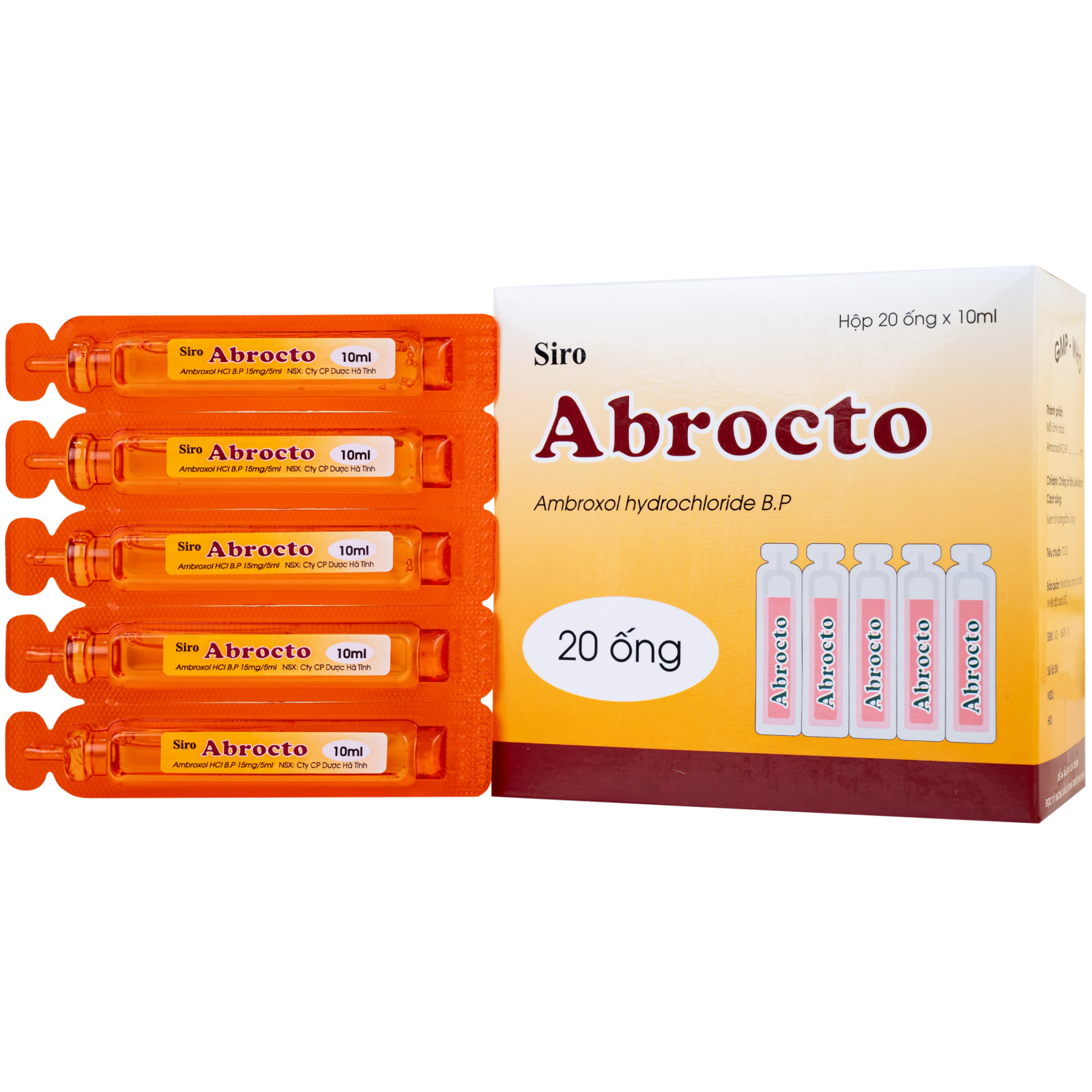 Siro Abrocto tiêu nhầy, loãng đàm, giảm ho (20 ống x 10ml)