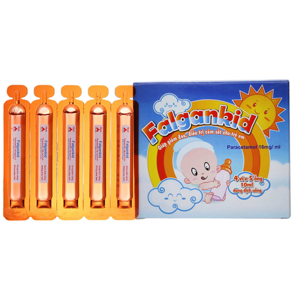 Falgankid 160mg/10ml điều trị hạ sốt, giảm đau nhẹ ở trẻ em (Hộp 20 ống)