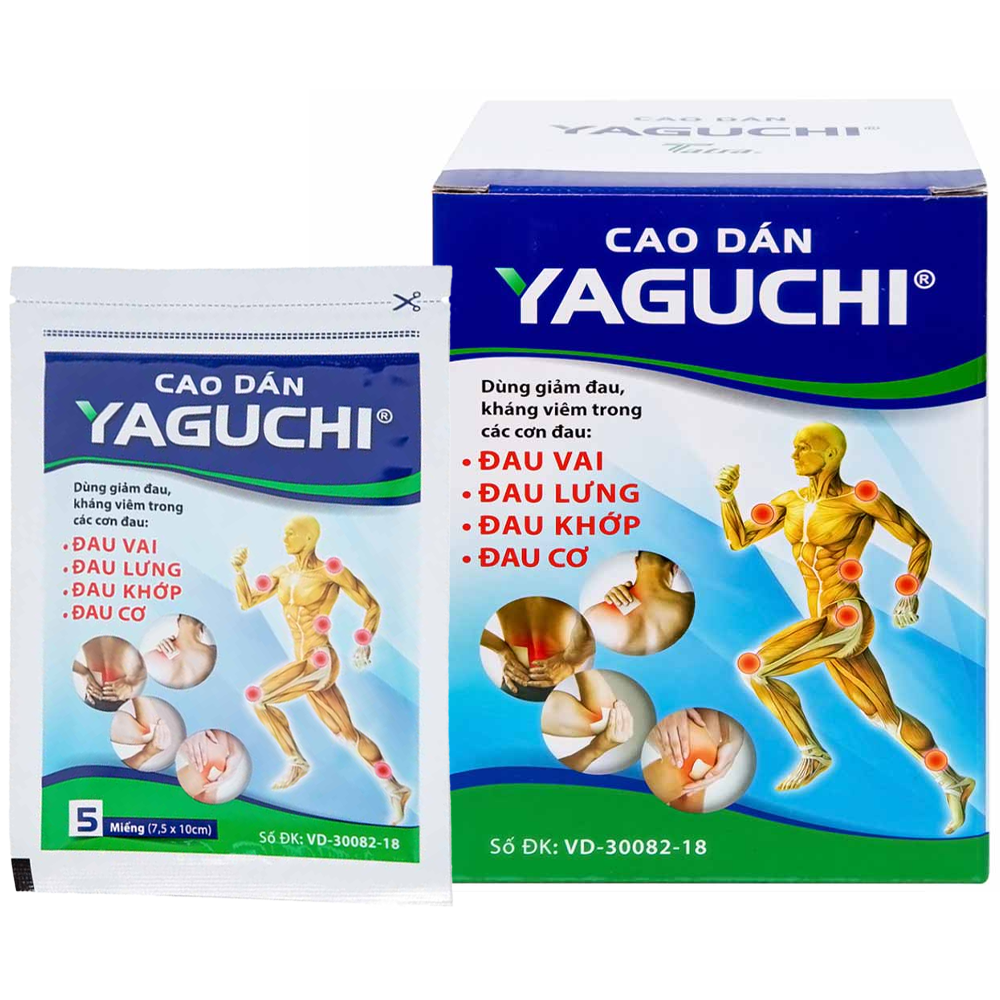 Cao dán Yaguchi Thiên Ân giảm đau vai, đau lưng, đau cơ, đau khớp (20 gói x 5 miếng)