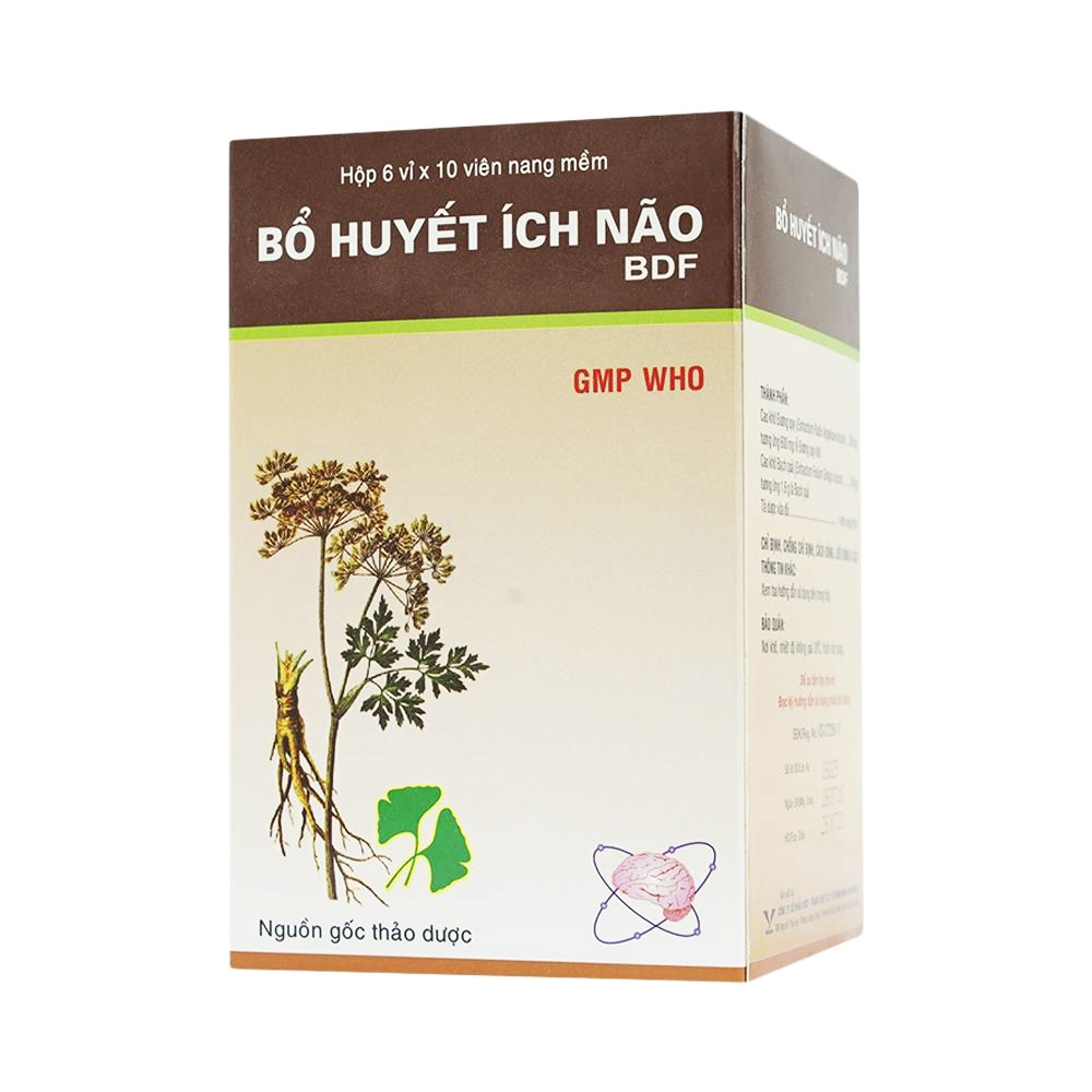 Bổ Huyết Ích Não BDF điều trị suy giảm trí nhớ, đau đầu (6 vỉ x 10 viên)