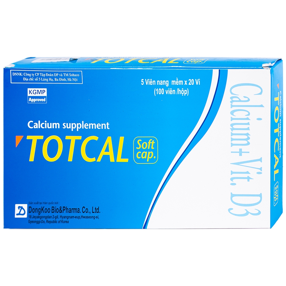 Thuốc Totcal Soft Cap bổ sung Calci, D3, ngừa còi xương (20 vỉ x 5 viên)