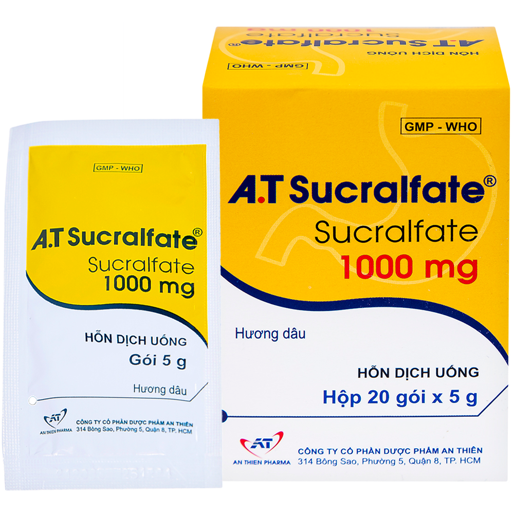Hỗn dịch uống A.T Sucralfate An Thiên điều trị viêm loét dạ dày (20 gói x 5g)