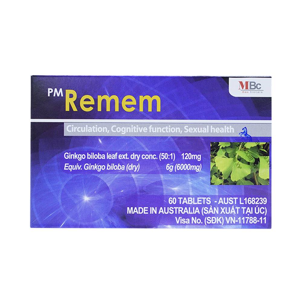 Thuốc PM Remem BV Pharma cải thiện trí nhớ, giảm đau đầu mất ngủ (4 vỉ x 15 viên)
