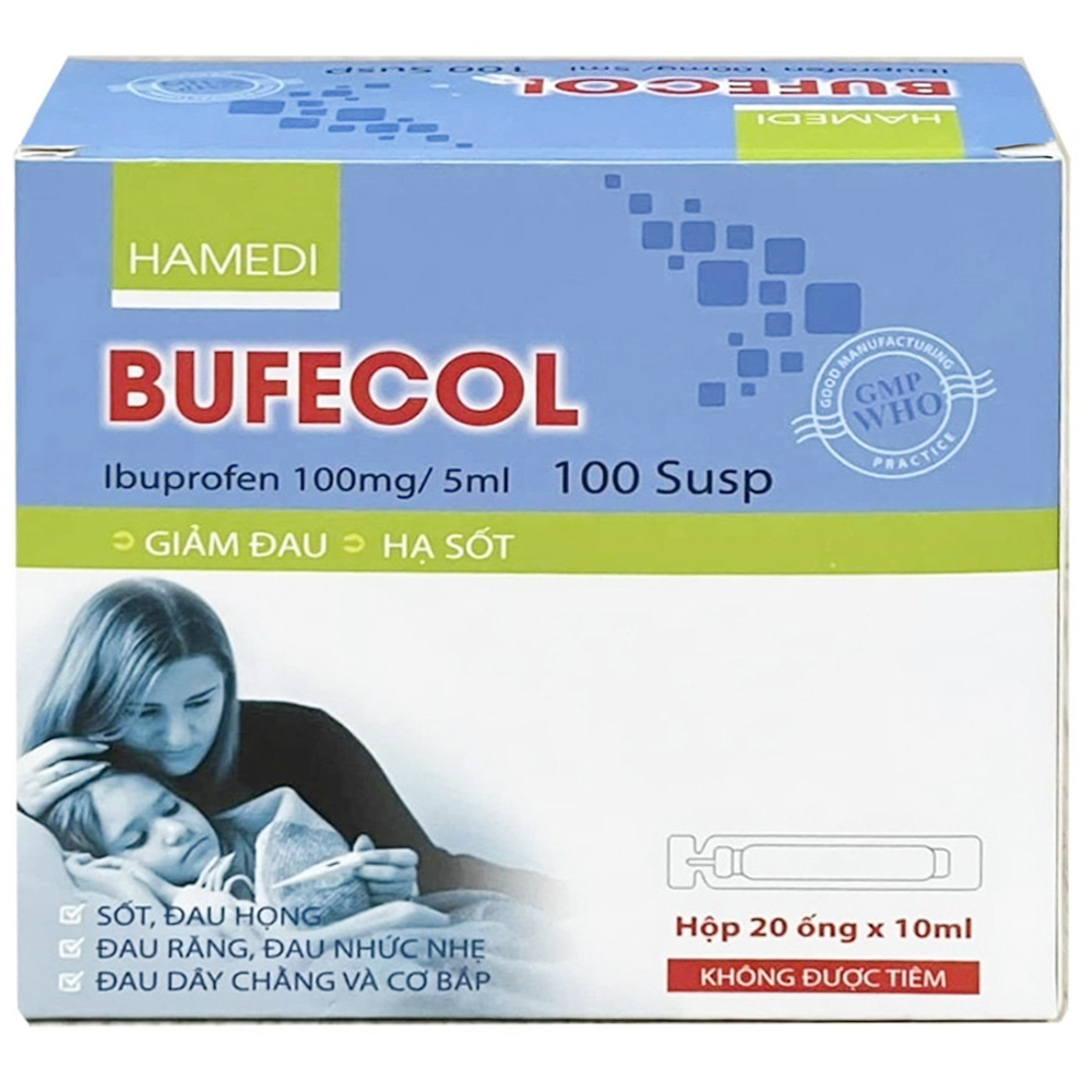 Hỗn dịch uống Bufecol 100mg/5ml giảm đau hạ sốt (hộp 20 ống)