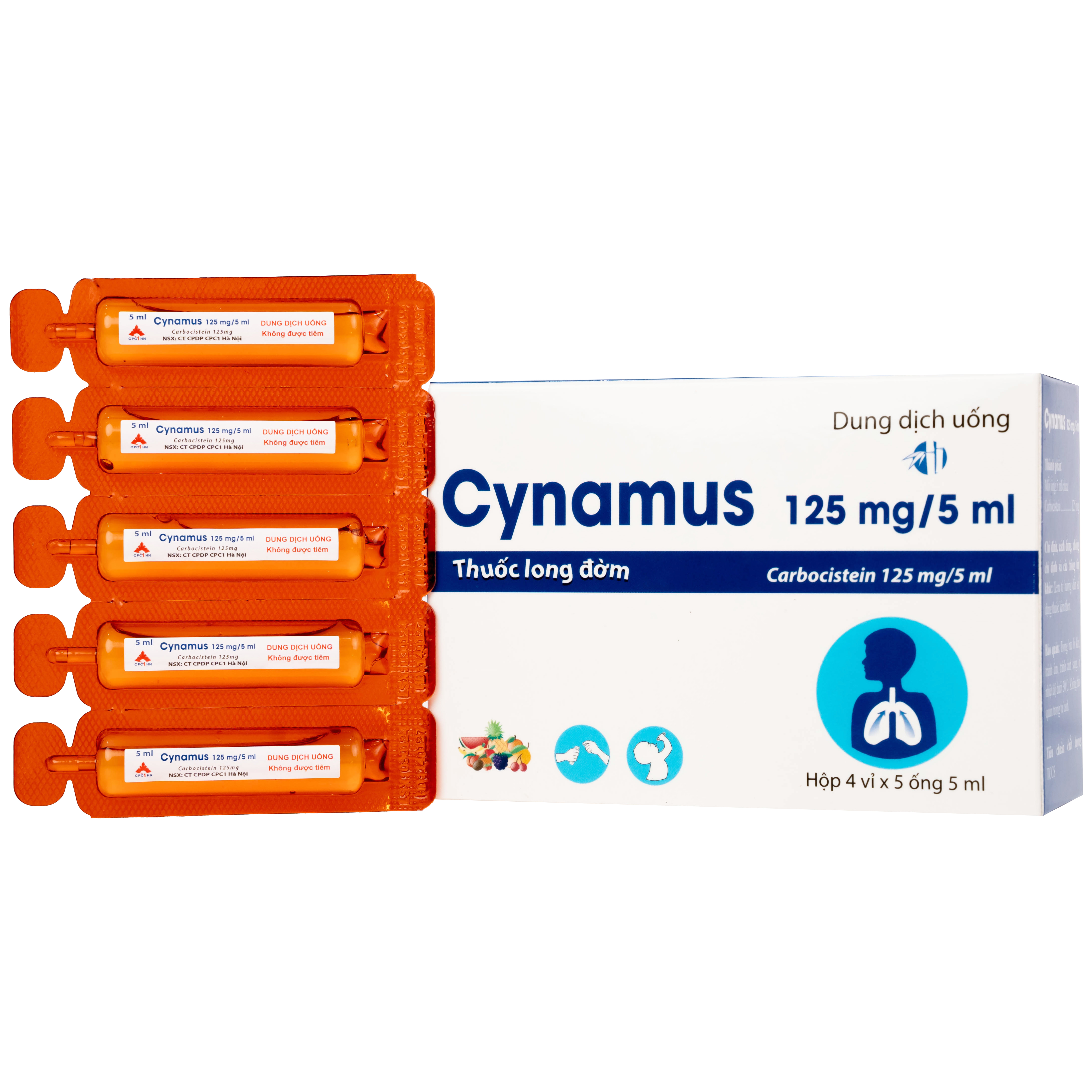Dung dịch uống Cynamus tiêu nhầy, loãng đàm, giảm ho (4 vỉ x 5 ống)