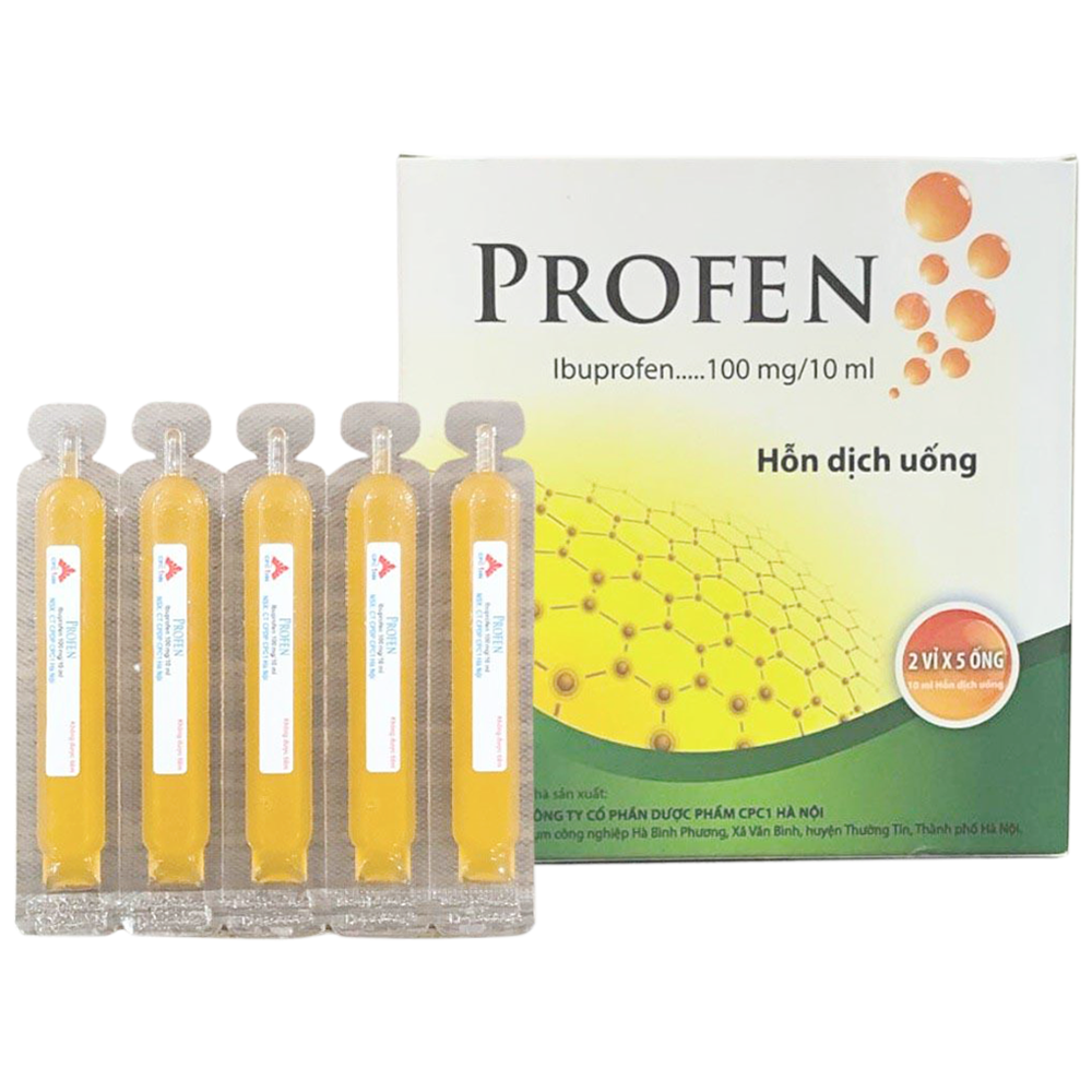 Thuốc Profen giảm sốt, đau đầu, đau sau nhổ răng (Hộp 2 vỉ x 5 ống)