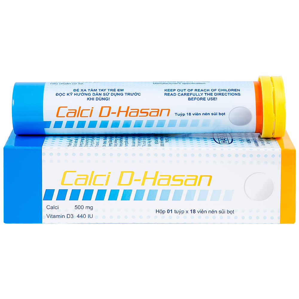 Viên sủi Calci D-Hasan- Trị loãng xương, thiếu hụt Canxi (Tuýp 18 viên)