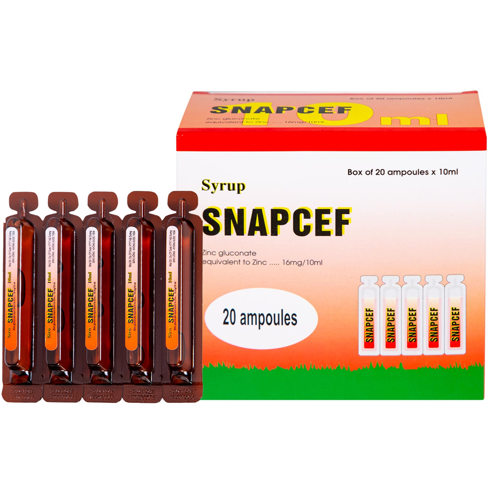 Siro Snapcef 16mg/10ml bổ sung kẽm, tăng cường sức đề kháng (20 ống x 10ml)