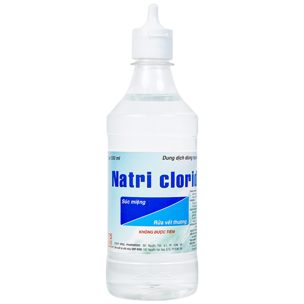 Dung dịch súc miệng Natri clorid 0.9% Pharmedic 500ml trị tiêu đờm, sát trùng họng (chai 500ml)