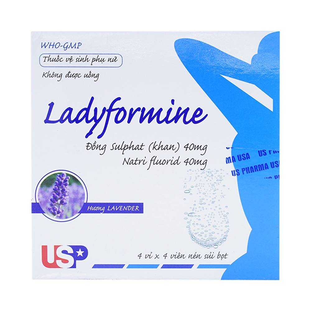 Viên nén sủi bọt Ladyformine vệ sinh vùng kín sau sinh, hành kinh, khí hư, viêm ngứa (4 vỉ x 4 viên)