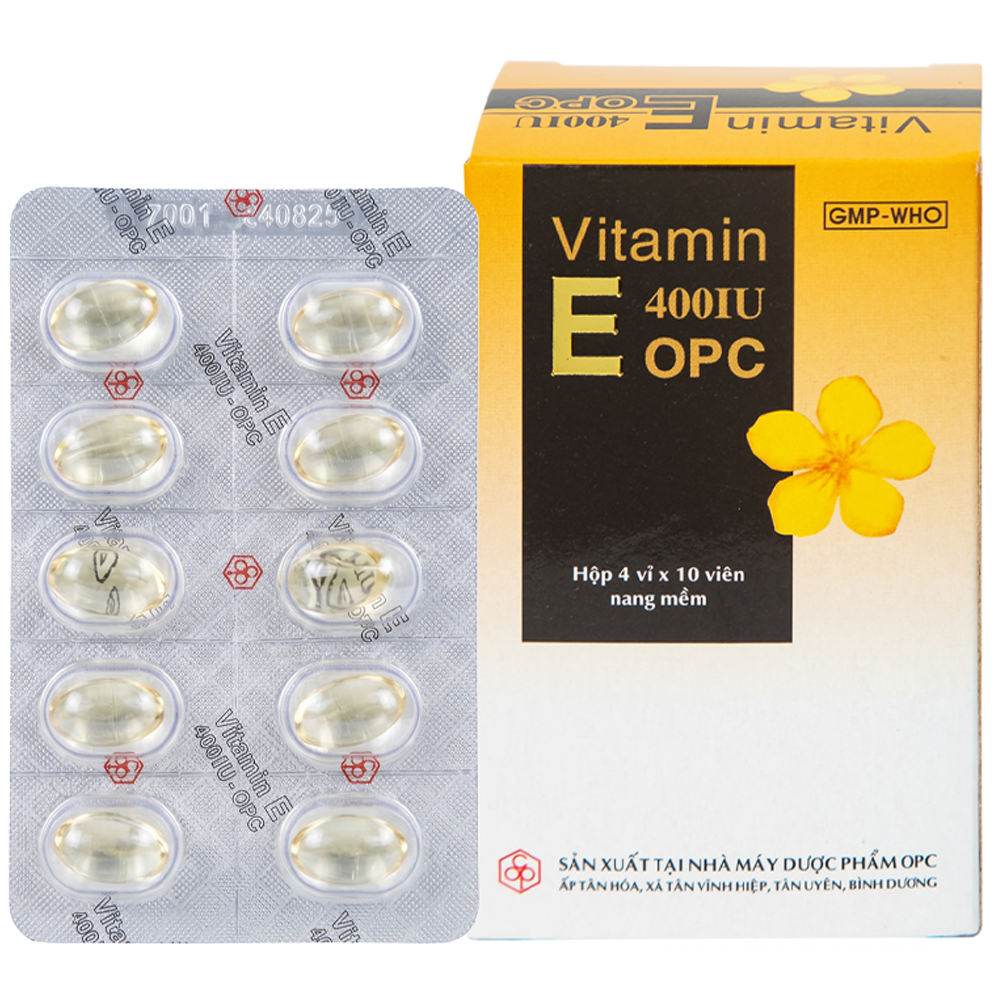Thuốc mềm Vitamin E-OPC 400mg phòng và điều trị thiếu vitamin E (4 vỉ x 10 viên)