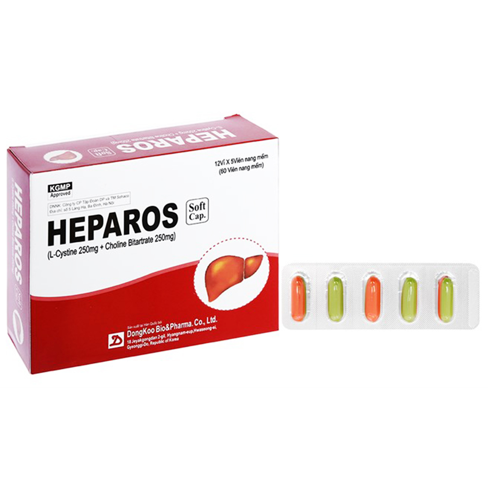 Heparos 250mg/250mg hạ men gan, tăng cường chức năng gan, bổ gan (12 vỉ x 5 viên)