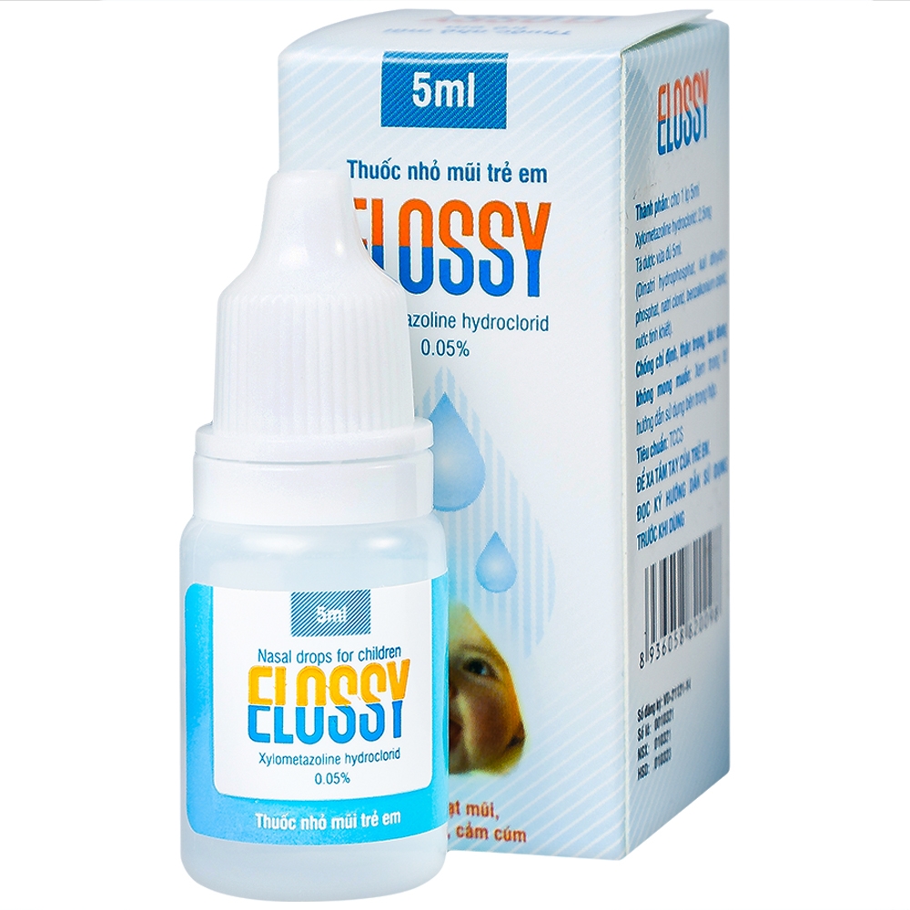 Thuốc nhỏ mũi trẻ em Elossy 0.05% trị ngạt mũi, viêm mũi, viêm xoang (Chai 5ml)
