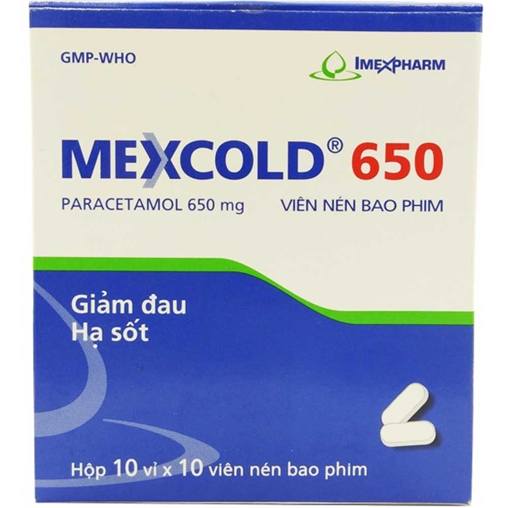 Mexcold 650 thuốc điều trị các triệu chứng đau, hạ sốt (chai 200 viên)