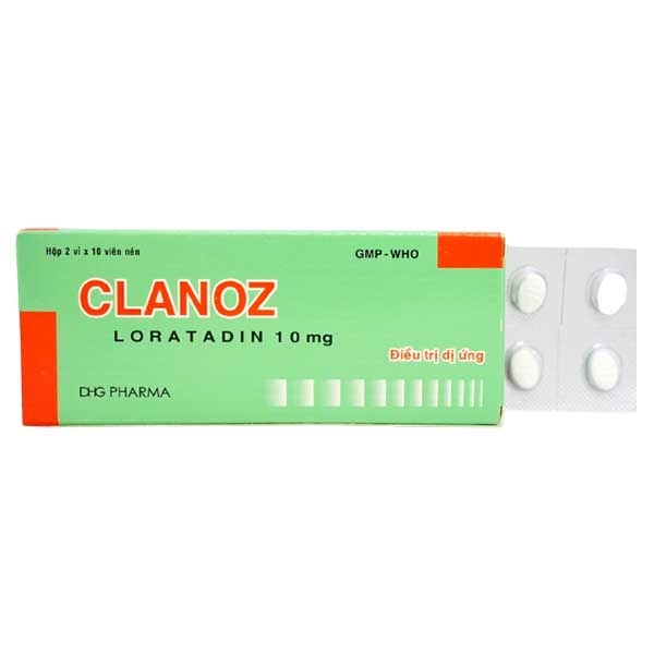 Thuốc Clanoz 10mg trị viêm mũi dị ứng, mày đay, ngứa (2 vỉ x 10 viên)