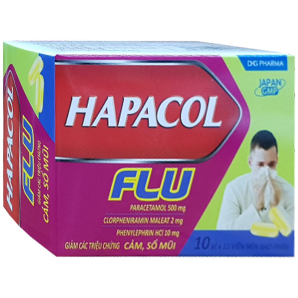 Thuốc Hapacol Flu DHG trị các triệu chứng ho cảm thông thường (Hộp 100 viên)