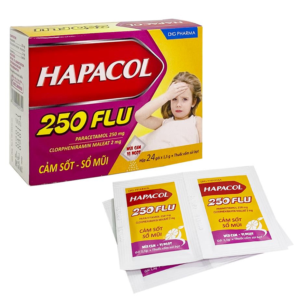 Thuốc Hapacol Flu 250mg trị các triệu chứng ho cảm thông thường (24 gói x 1.5g)