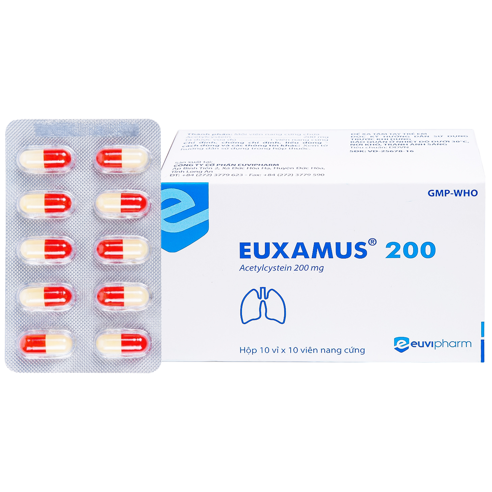Thuốc Euxamus 200 giảm ho, tiêu nhầy hiệu quả (10 vỉ x 10 viên)
