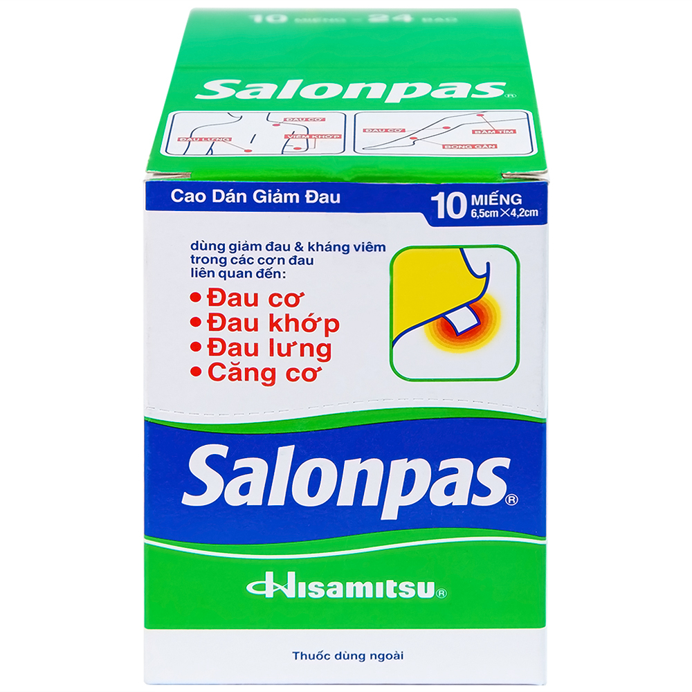 Salonpas: Cao dán giảm đau cơ (Hộp 24 bao)